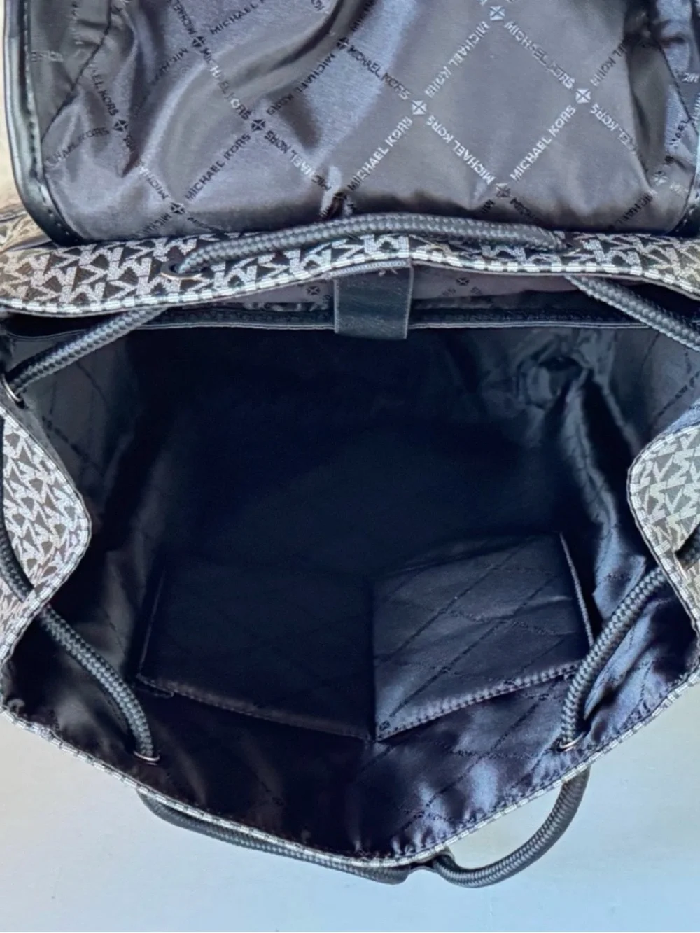 Michael Kors Gray and Black MK Logo Backpack